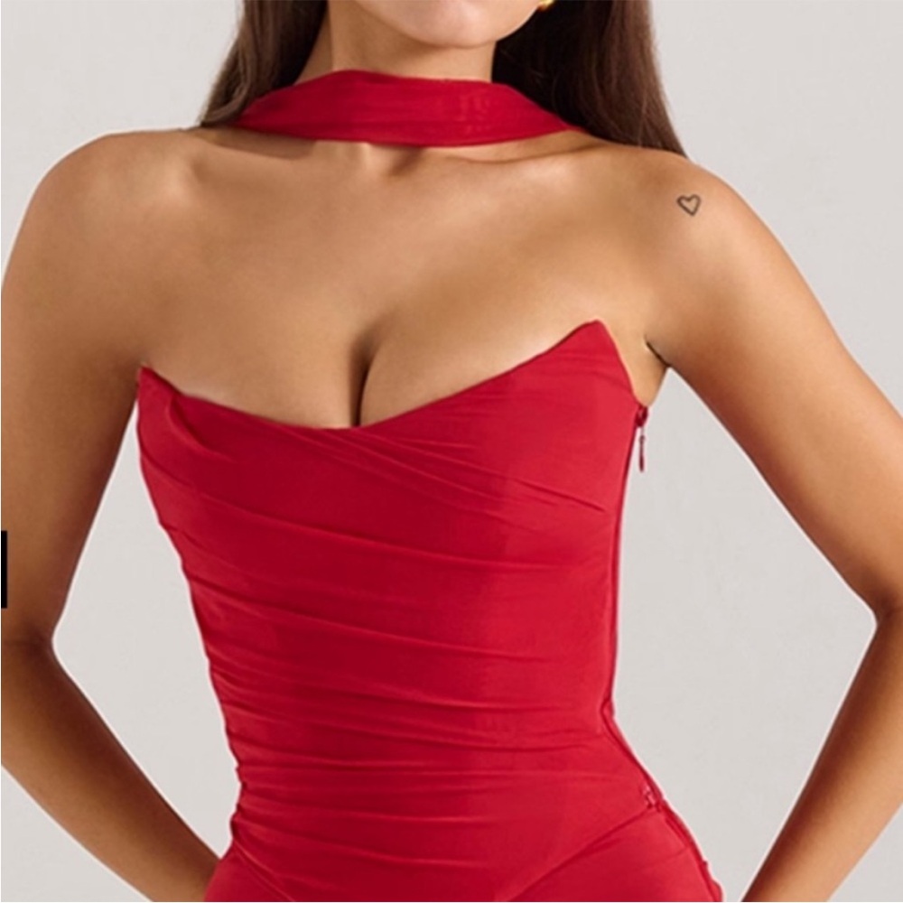 House of CB Red Strapless Top